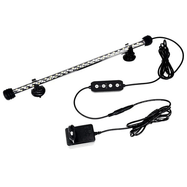 Flexible LED lighting strip with a flexible cable and connector for submersible aquarium use