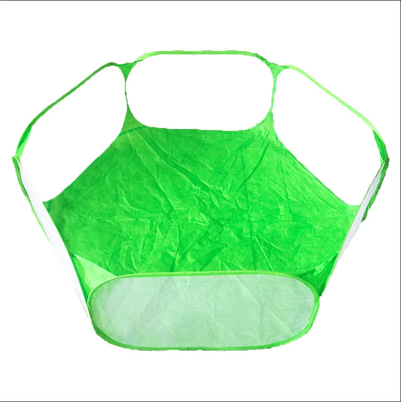 A bright green foldable transparent pet playpen for small animals.