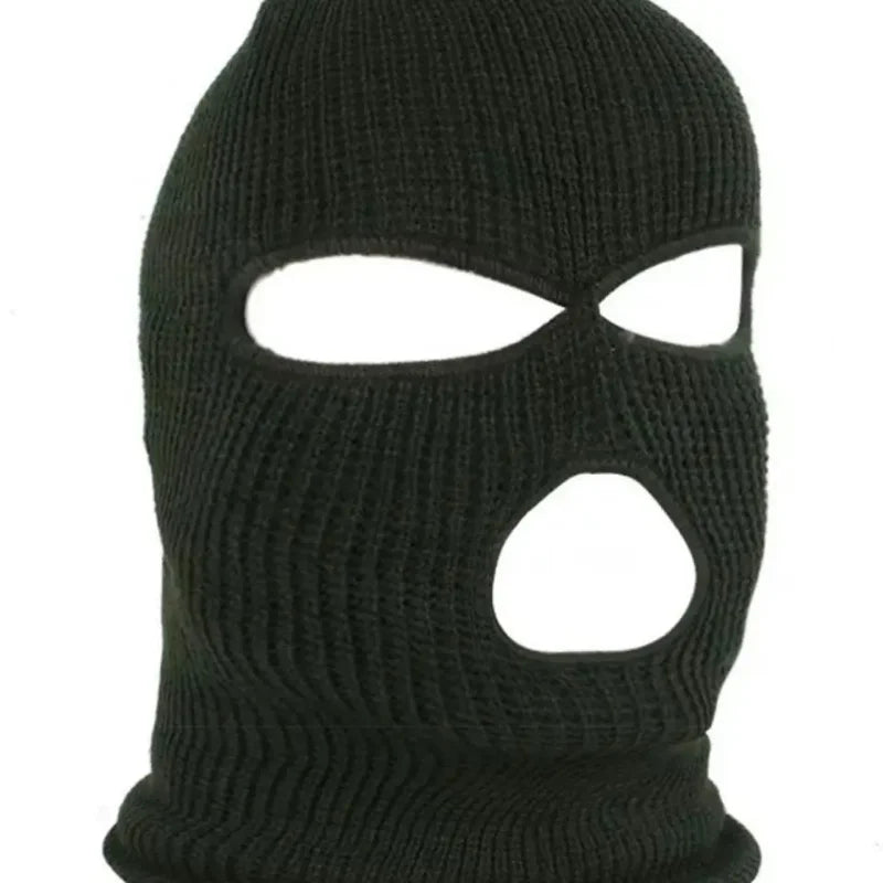 Black knitted dog head and warm mask accessory for dogs