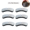 Six pieces of replacement filter elements for pet water fountains shown in various angles