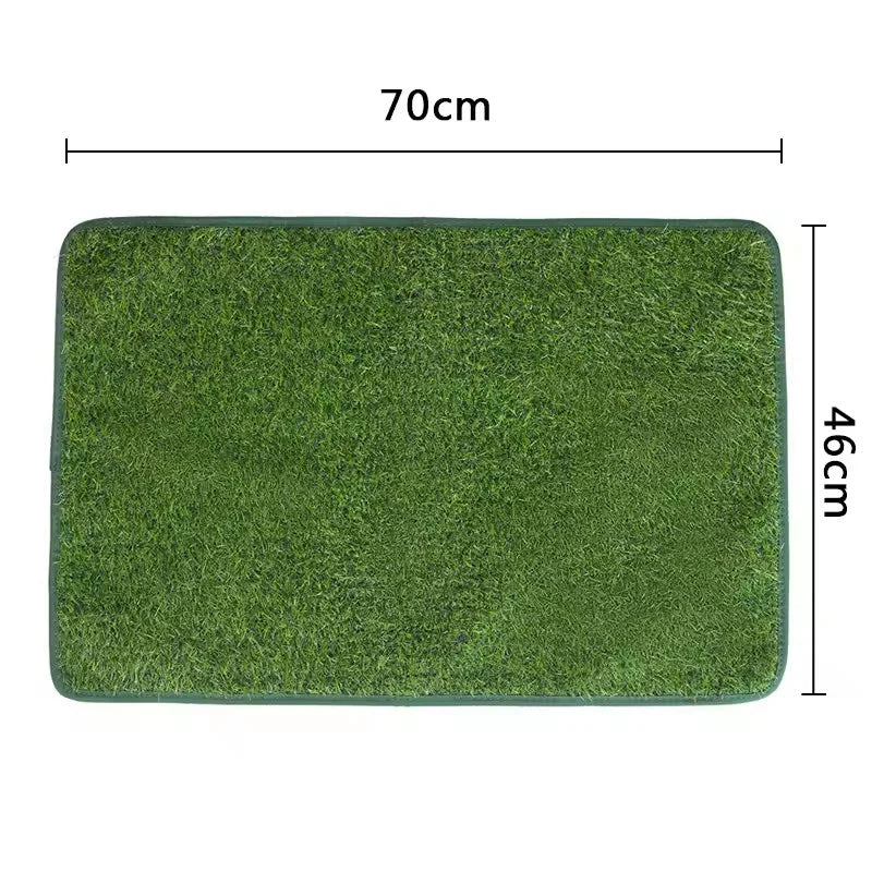 A rectangular green artificial grass dog potty pad measuring 70cm by 46cm.