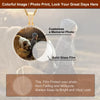 A photo print on a pendant necklace featuring a bear and a child, protected by solid glass film.