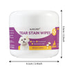 A white jar of GJYC PET Tear Stain Wipes containing 60 soft wipes for dogs and cats.