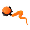 Orange spherical cat toy with a coiled orange snake-like accessory