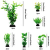 Set of 10 artificial green plastic water grass plants for fish tanks shown in various sizes and quantities
