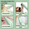 A 4-in-1 pet grooming kit showing various blades including a shaving head, armor grinding blade, foot hair blade, and bending