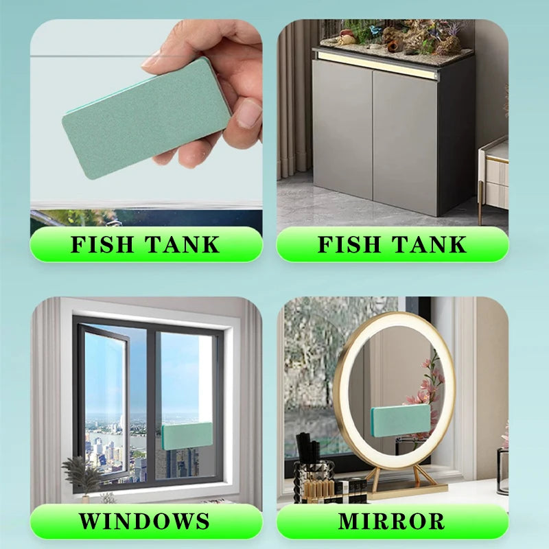 Image showing a fish tank cleaning brush set, a window, and a mirror.
