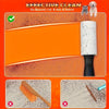 An orange lint roller is shown next to pet hair and lint, demonstrating effective cleaning.