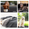 A set of reversible waterproof pet mats shown in various contexts including eating, backseat, on the bed, and outdoors.