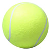 Une balle de tennis jaune néon utilisée comme jouet à mâcher pour chien.