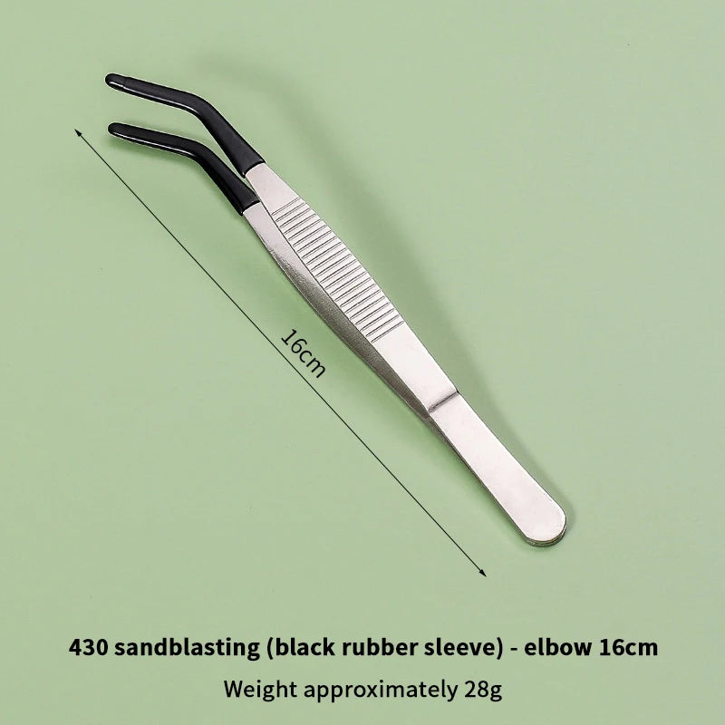 Edelstahl-Ellbogenzangen mit schwarzen Gummihüllen, 16 cm lang und ca. 28 g