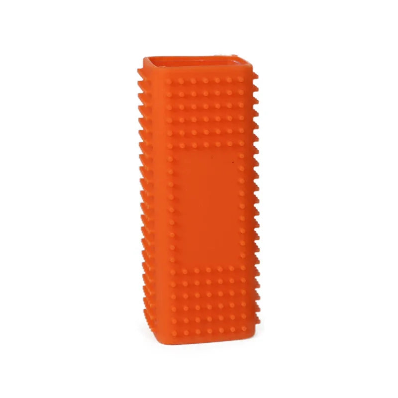Orange pet hair removal brush with silicone hollow rubber bristles