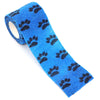 Blue pet leggings with black paw prints for walking dogs