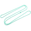A set of delicate, light green plated ball bead necklaces laid out on a white background.