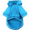 A bright blue dog and cat zippered hoodie with a hood and front knot details.