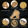 A tactical dog harness in tan color showing various features like an adjustment buckle, removable velcro patch, and nylon han