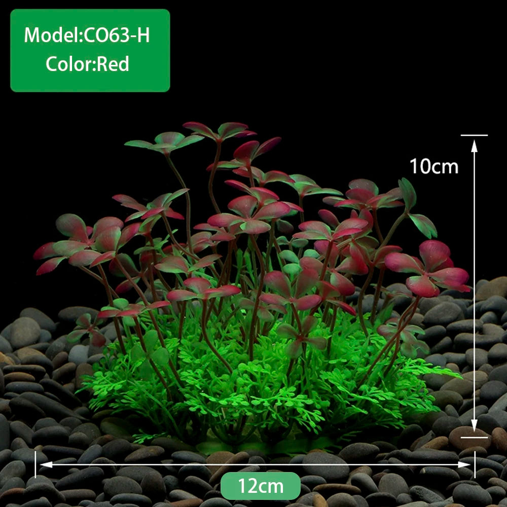 A close-up view of a model CO63-H artificial plant in red color growing in a small landscape setting.