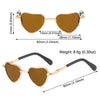 Gold-toned heart-shaped pet sunglasses for cats and dogs with brown lenses