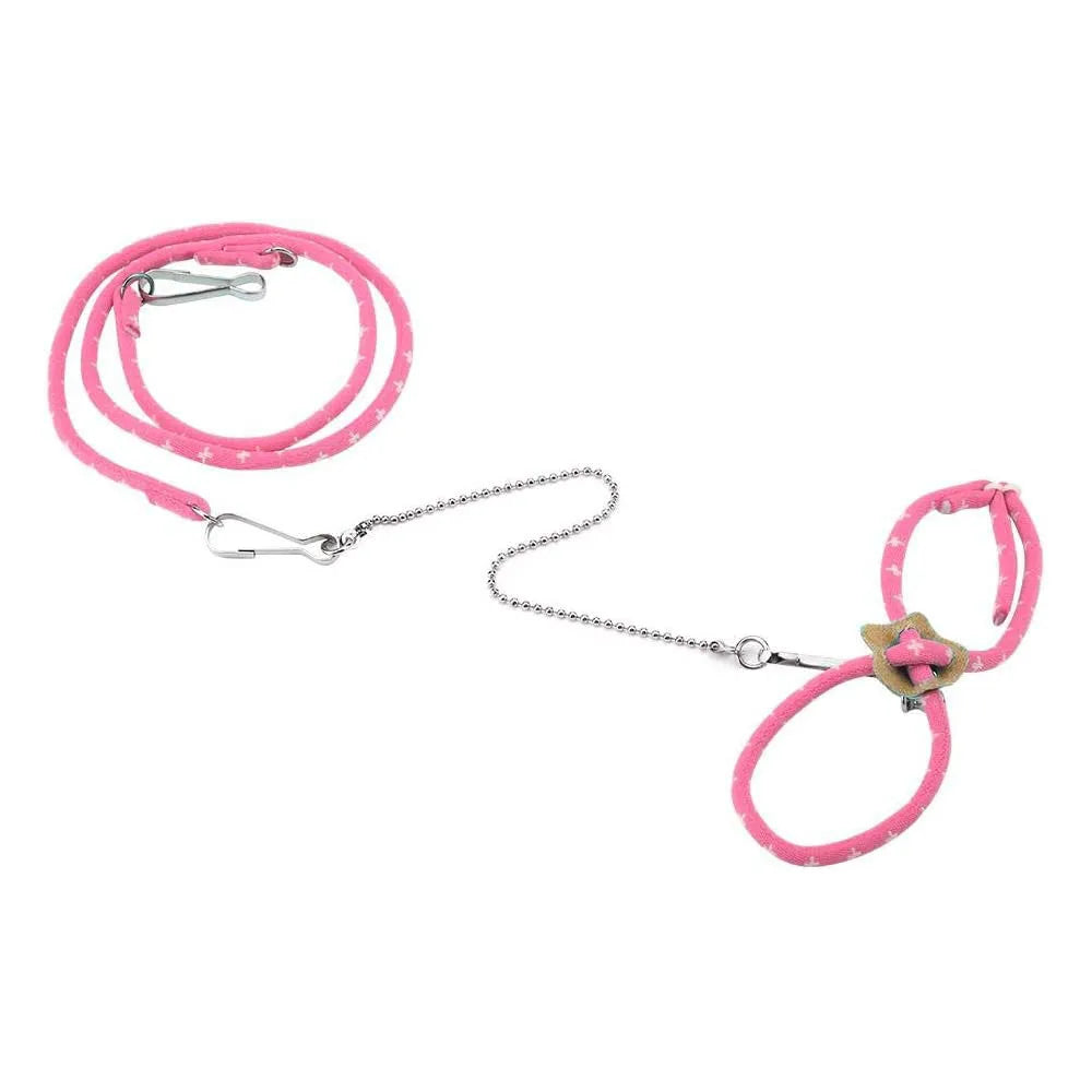 Arnés y correa rosa ajustable para mascotas pequeñas roedores