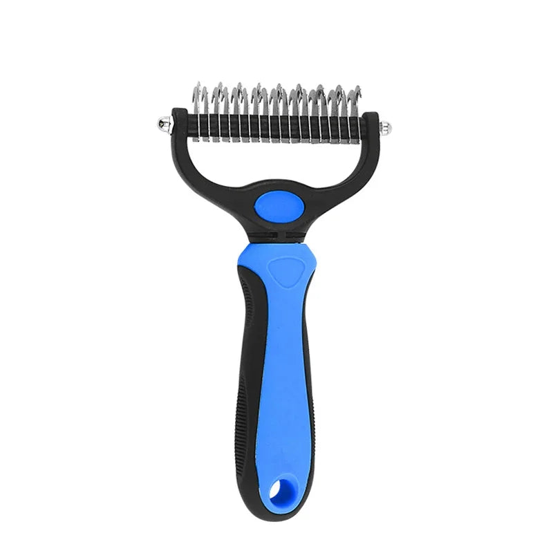 Blau-schwarme All-in-One-Pflegekomitee mit Metallzähnen für das Fellentwirren.