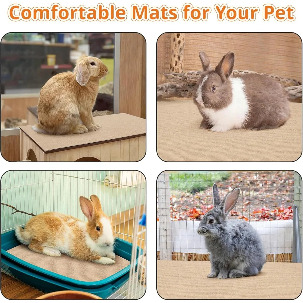 Various comfortable mats and pads designed for pets, including rabbits.