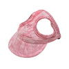 A pink adjustable pet baseball cap with a mesh back and embroidered logo.