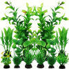 A set of ten vibrant green artificial water grass plants for fish tanks