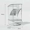 A clear automatic parrot feeder with a separate husk compartment shown in a side view.