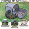 Vielseitiger Spielbereich für Haustiere mit Outdoor-Zelt und Innen-Tunnel für Katzen und kleine Hunde.