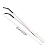 Stainless steel reptile feeding tongs with rubber tips shown diagonally.