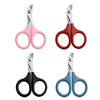A set of four professional pet nail clippers and trimmers in pink, red, black, and blue.