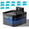 Fontaine à eau automatique noire avec plusieurs plates en silicone et capteur de mouvement.