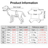 A chart detailing the sizes and corresponding chest, back length, and reference weight for soft cotton dog pajamas.