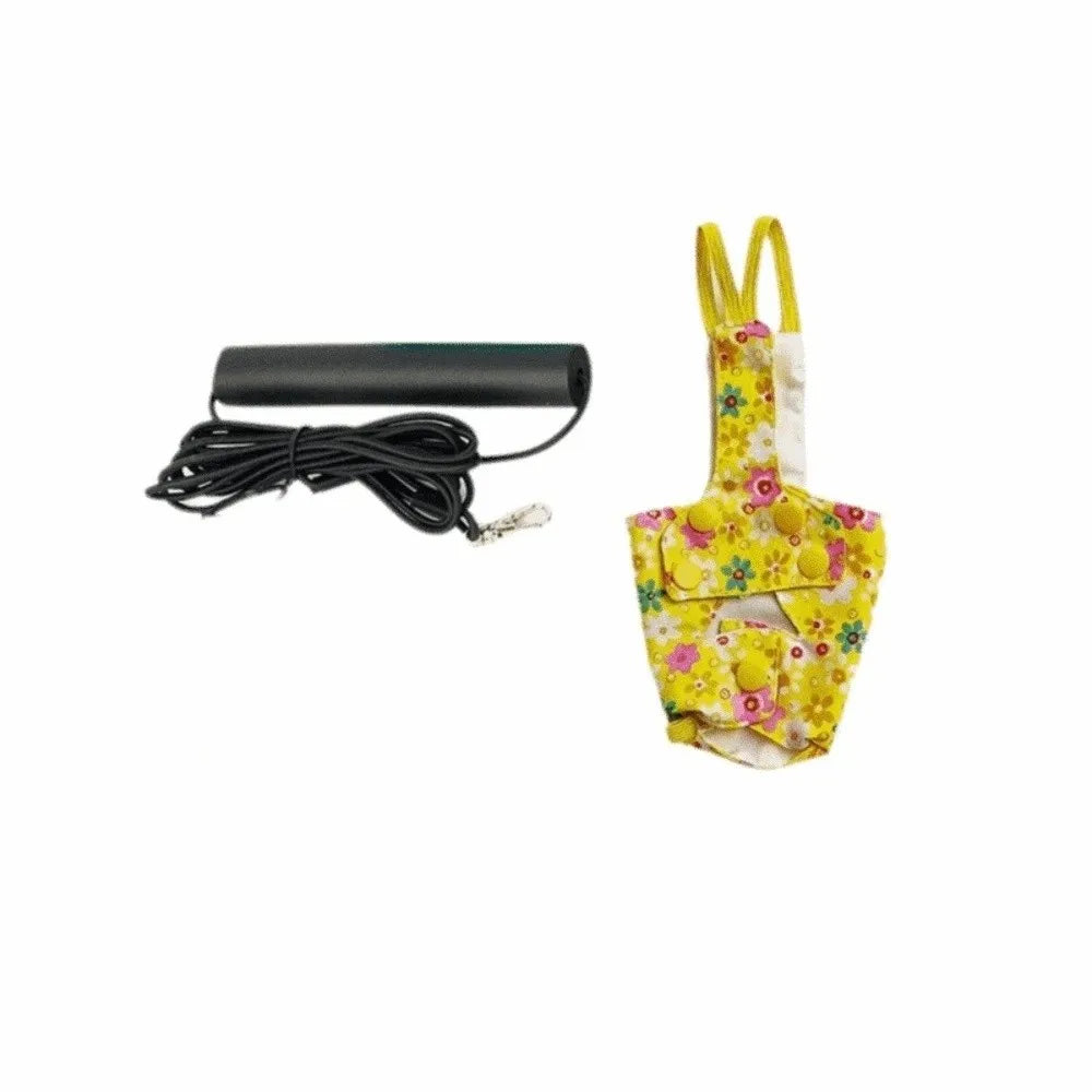 Yellow parrot flight suit with a matching leash and collar