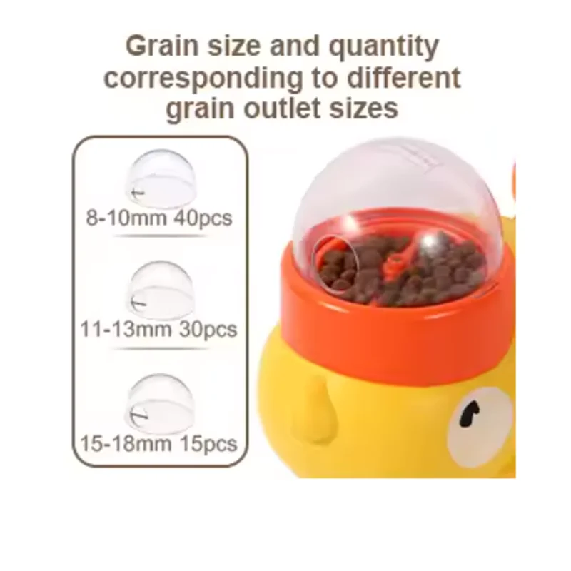 Geliger Katzenlecker-Dispenser mit verschiedenen Körnungen und Mengen für verschiedene Auslaufgrößen.