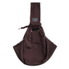 A dark brown pet carrier sling bag designed for dogs and cats.