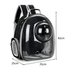 A black transparent pet carrier backpack shown from the side with dimensions 42cm high and 35cm wide.