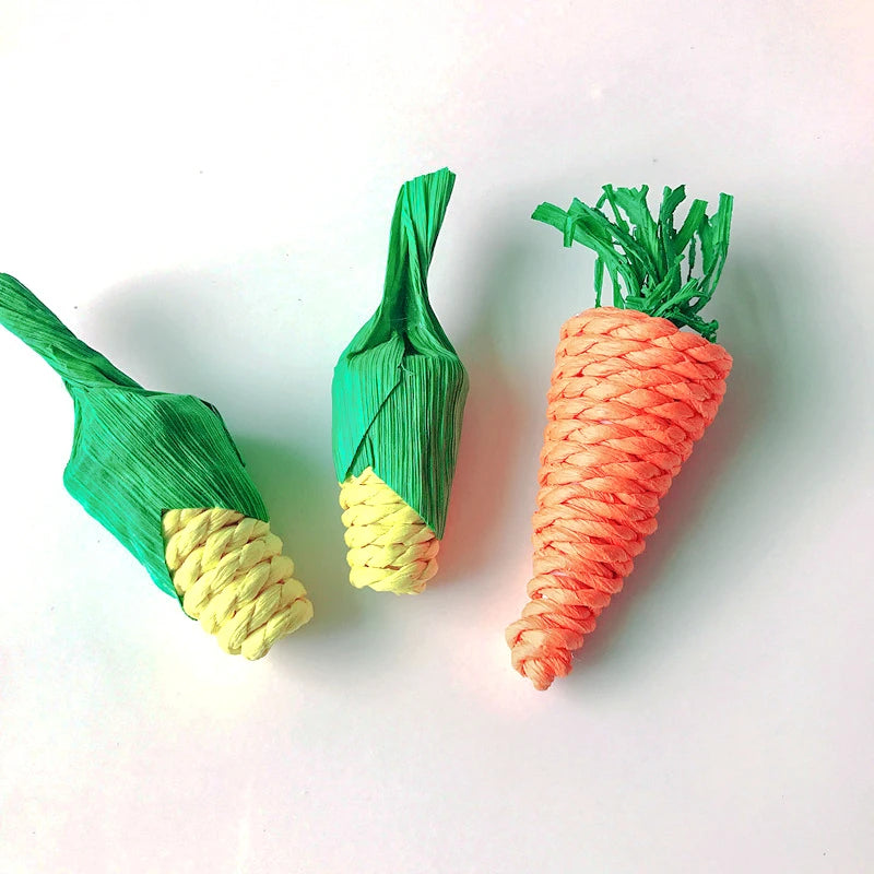 Handwoven natural vine bird and pet swing toy in green and orange colors