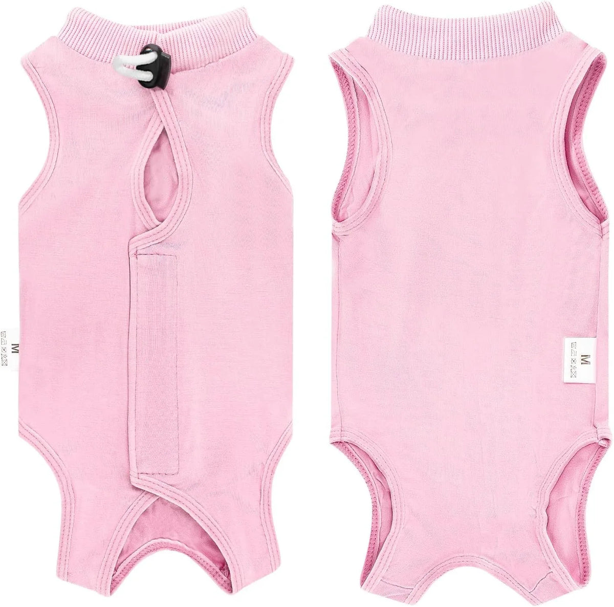 Rosa Post-OP-Erholungs-Bodysuit für Katzen mit Halsband und Knoploffenkung