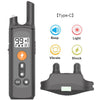 A black electric dog training collar with a remote control and various functions like beep, light, vibrate, and shock.