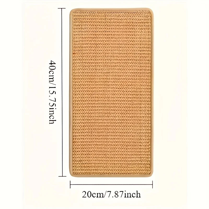 A rectangular, tan cat scratch board with a woven texture, measuring 40cm x 20cm.