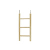 A wooden bird ladder with hooks for climbing and perching.