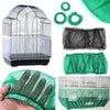 A breathable nylon mesh bird cage cover shown in various forms, including a full cage cover and a hand fitting.