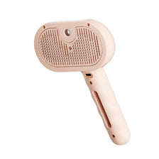 A light pink 3-in-1 electric pet hair brush and styler with a textured head and handle.