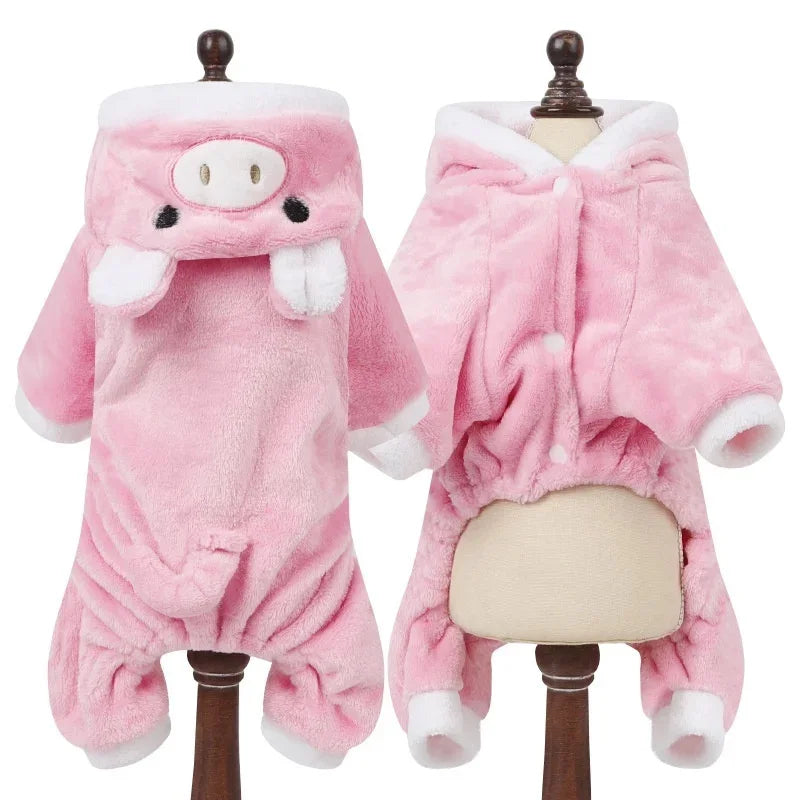 Veste à capuche en polaire rose pour chiens de petite et moyenne taille, présentée sur un mannequin.