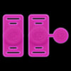 A pair of pink silicone airtag holders designed to attach to pet collars.