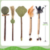 Five natural silvervine cat chew sticks of varying sizes and textures displayed vertically.
