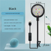 Lumière LED clip-on pour aquarium noire avec plaque ronde et câble d'alimentation USB