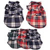 A collection of plaid button-up shirts for dogs and cats in various patterns and colors.