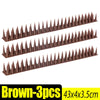 Brown metal spikes for bird and pest repellent, sold in a 3-piece set.